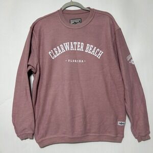 Shark Tee Clearwater Beach Florida Sweatshirt Womens Medium Pink Corded Coastal